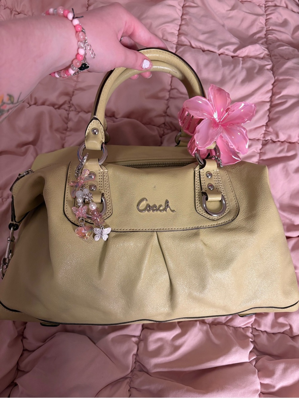 Coach Ashely Vintage Handbag in Light Yellow